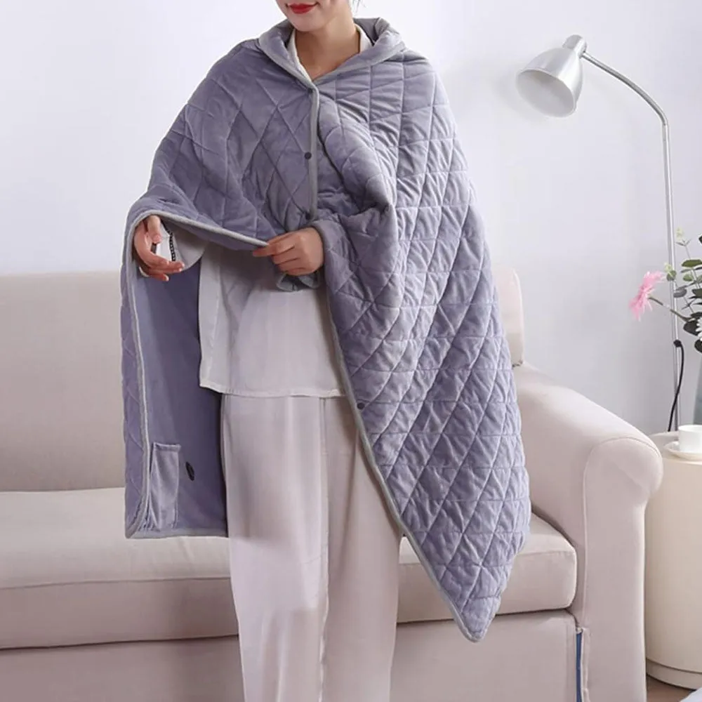 140x100cm Electric Blanket 3 Heat Settings USB Heated Blanket Wearable Gray