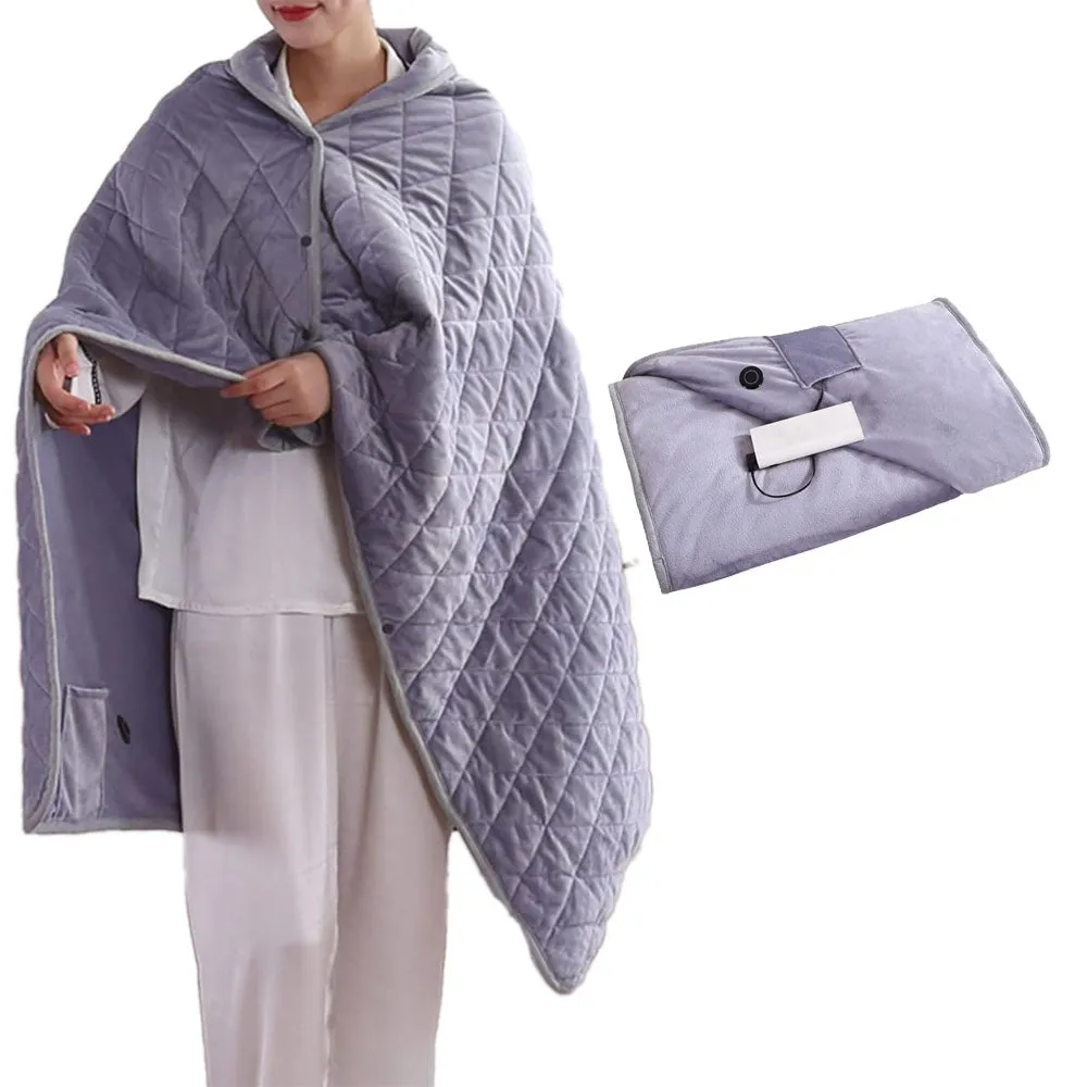 140x100cm Electric Blanket 3 Heat Settings USB Heated Blanket Wearable Gray