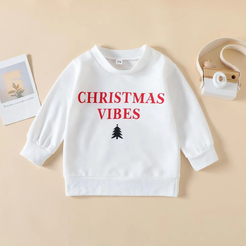 Autumn Christmas Girls Alphabet Print Sweater Flared Pants Set Wholesale Girls Clothes