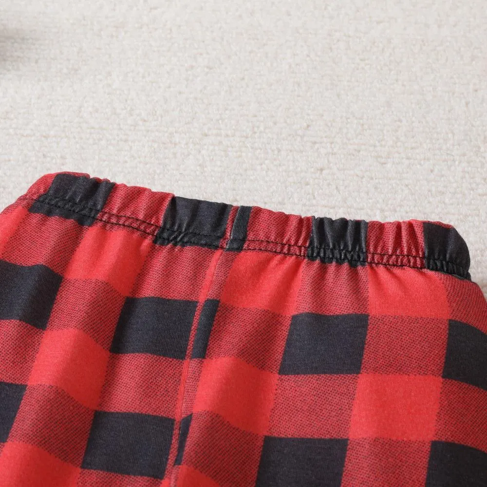 Autumn Girls Christmas Flared Sleeve Top   Plaid Trousers Set Wholesale Girls Clothes