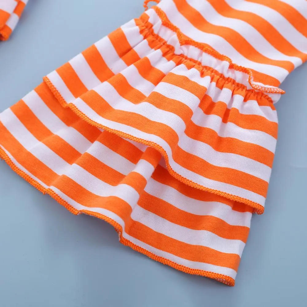Autumn Halloween Girls Print Top Striped Flared Pants Set Wholesale Girls Clothes