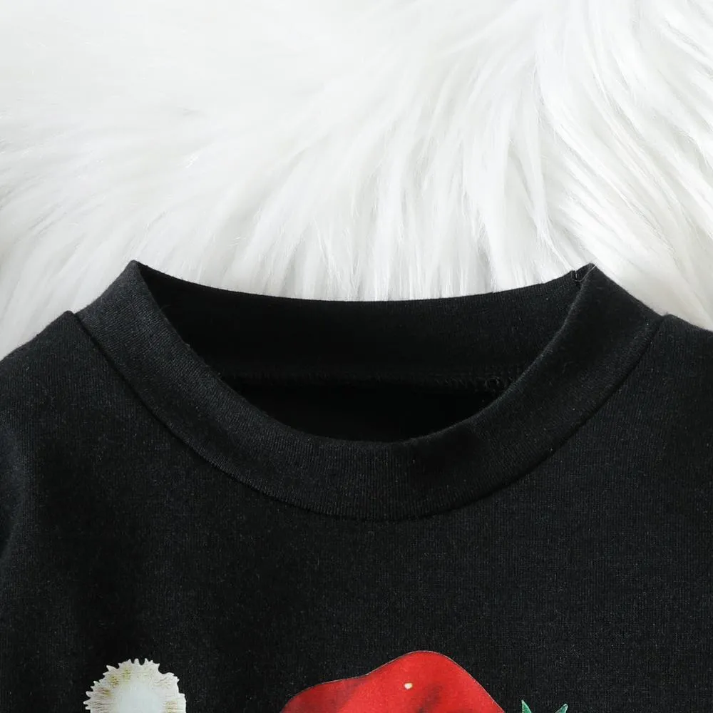 Baby Girls Christmas Autumn Cartoon Santa Stripe Shirt   Flared Pants Set Wholesale Girls Clothes