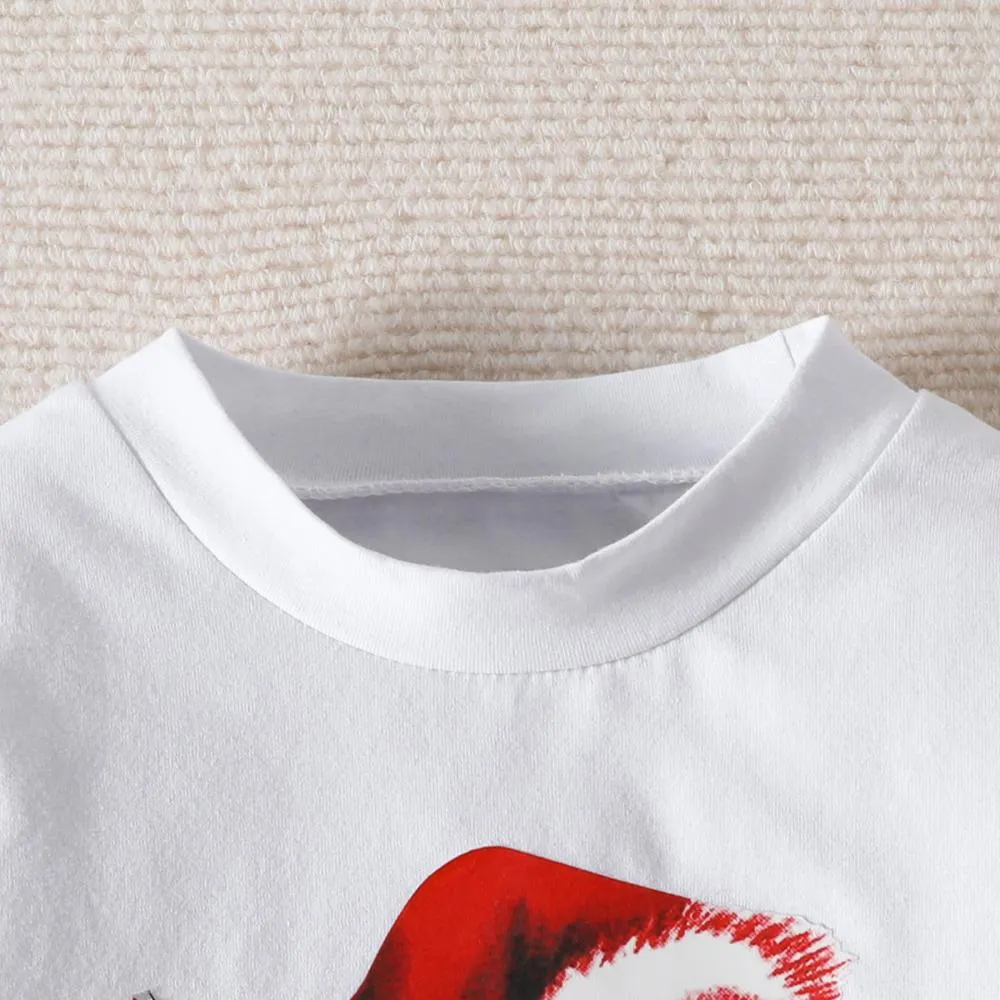 Baby Girls Christmas Autumn Cartoon Santa Stripe Shirt   Flared Pants Set Wholesale Girls Clothes