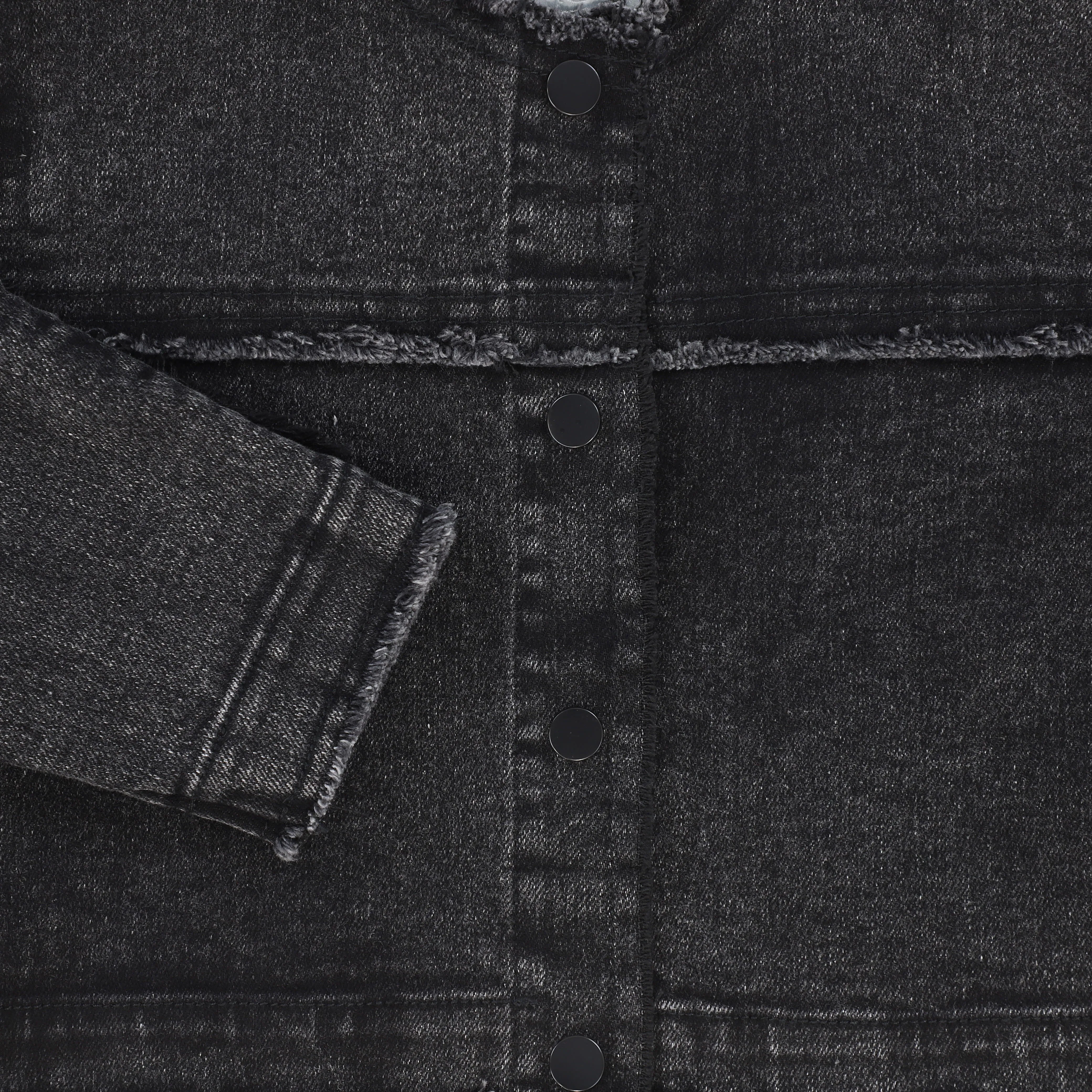 BACE COLLECTION BLACK DENIM FRAYED SEAM WORK JACKET [Final Sale]