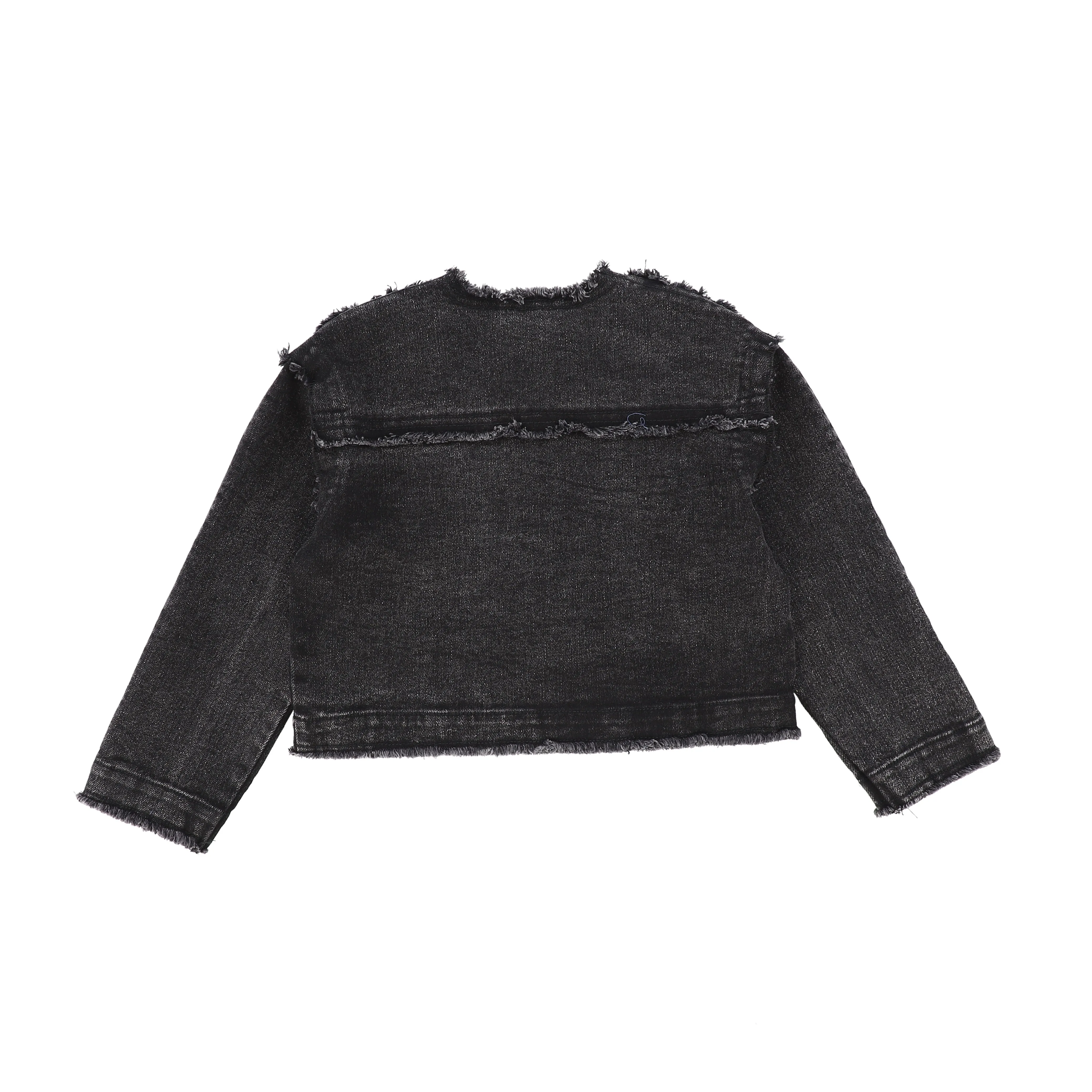 BACE COLLECTION BLACK DENIM FRAYED SEAM WORK JACKET [Final Sale]