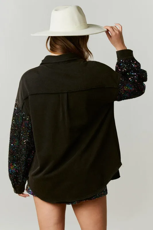 Black Sequin Shacket