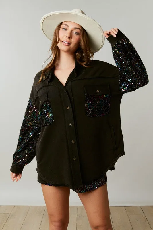 Black Sequin Shacket