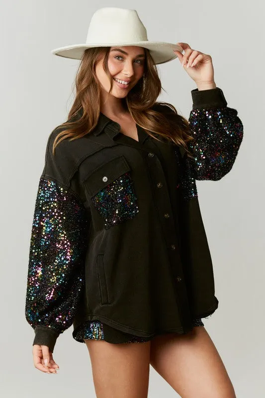 Black Sequin Shacket