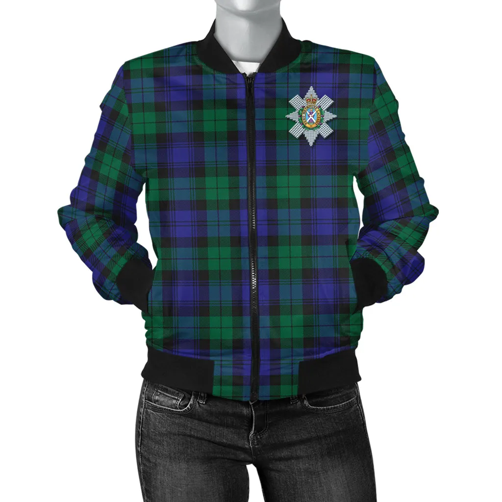 Black Watch Modern Tartan Bomber Jacket with Family Crest