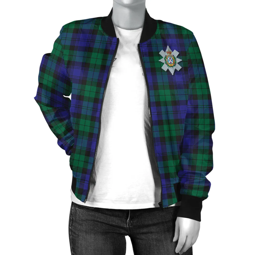 Black Watch Modern Tartan Bomber Jacket with Family Crest