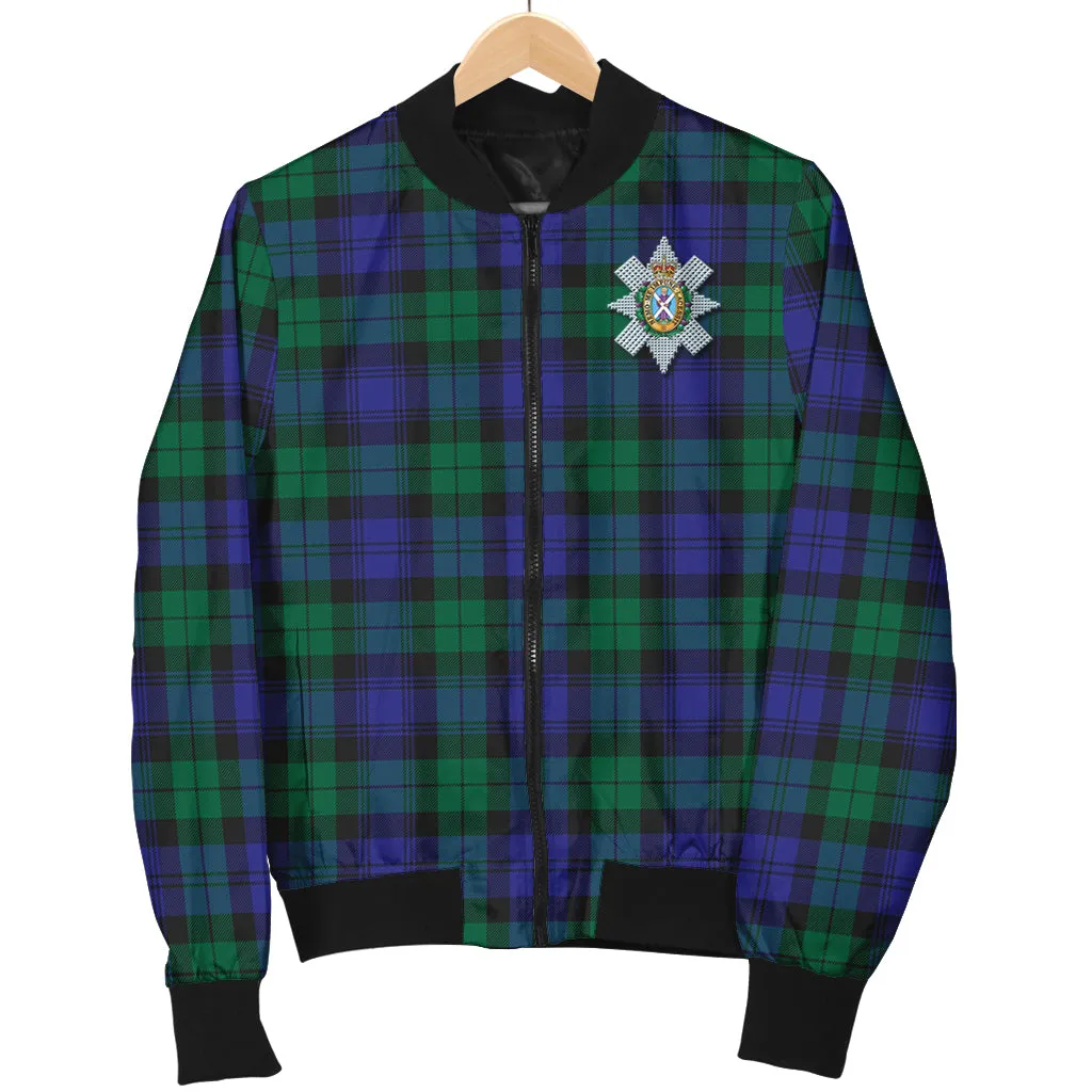 Black Watch Modern Tartan Bomber Jacket with Family Crest