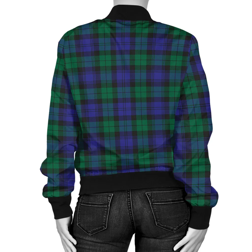 Black Watch Modern Tartan Bomber Jacket with Family Crest