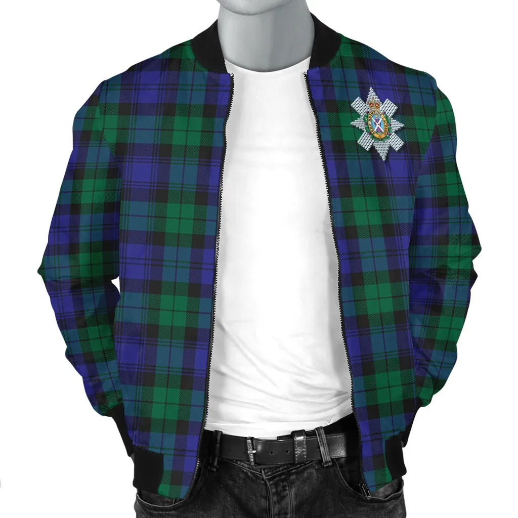 Black Watch Modern Tartan Bomber Jacket with Family Crest