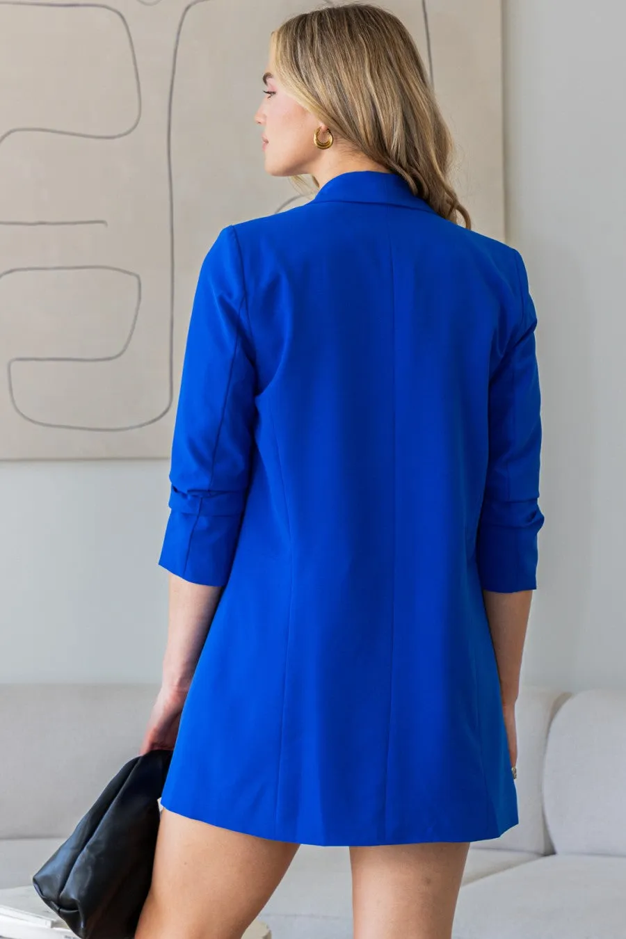 Cobalt Blue Shawl Collar Blazer