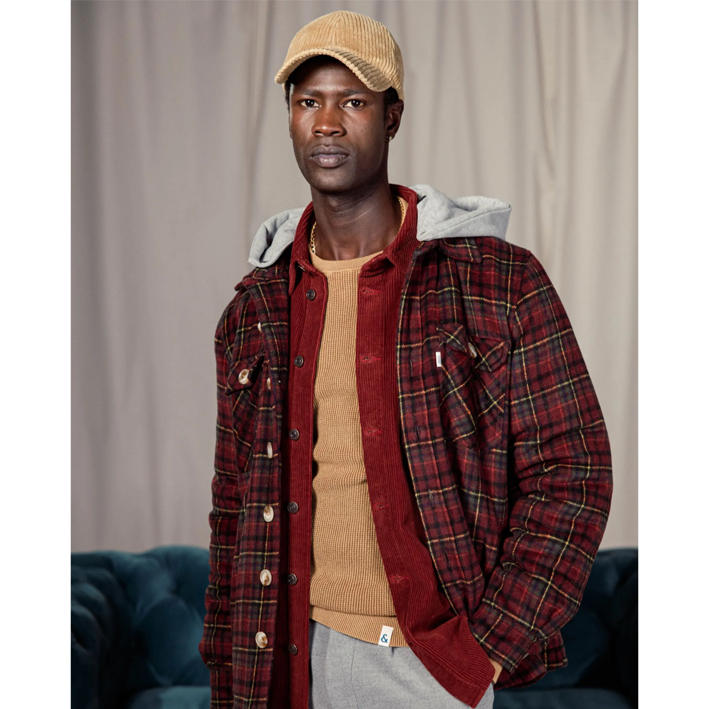 Colours & Sons Check Shacket Overshirt Teddy Fur 9423-673