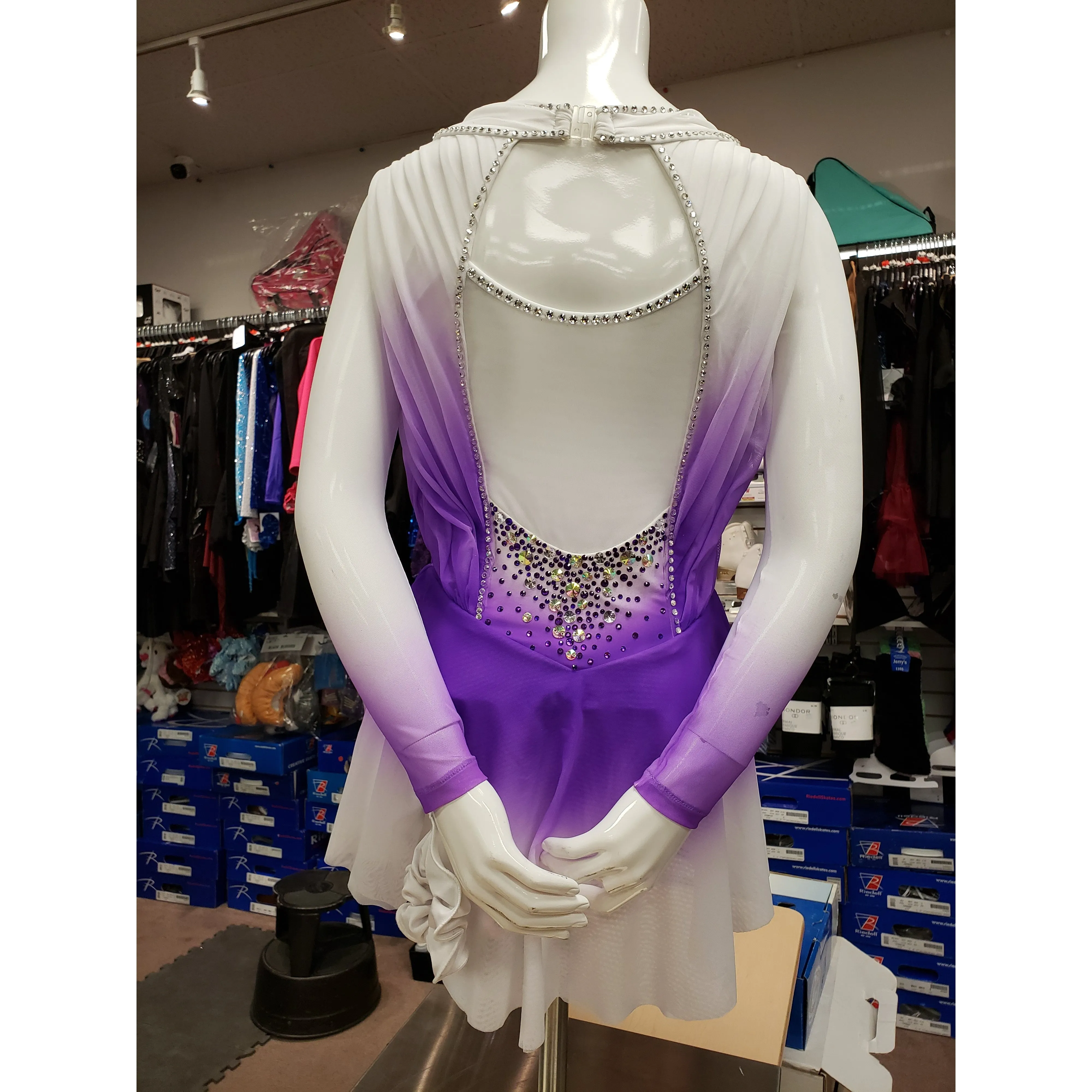 Competition Skating Dress Purple White Ombre Long Sleeves BSU2020-27.1