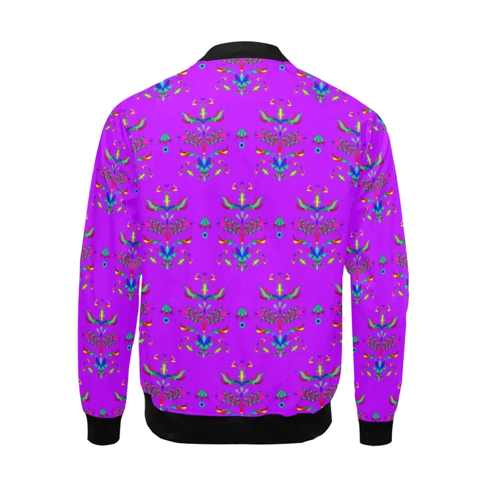 Dakota Damask Purple All Over Print Bomber Jacket for Men