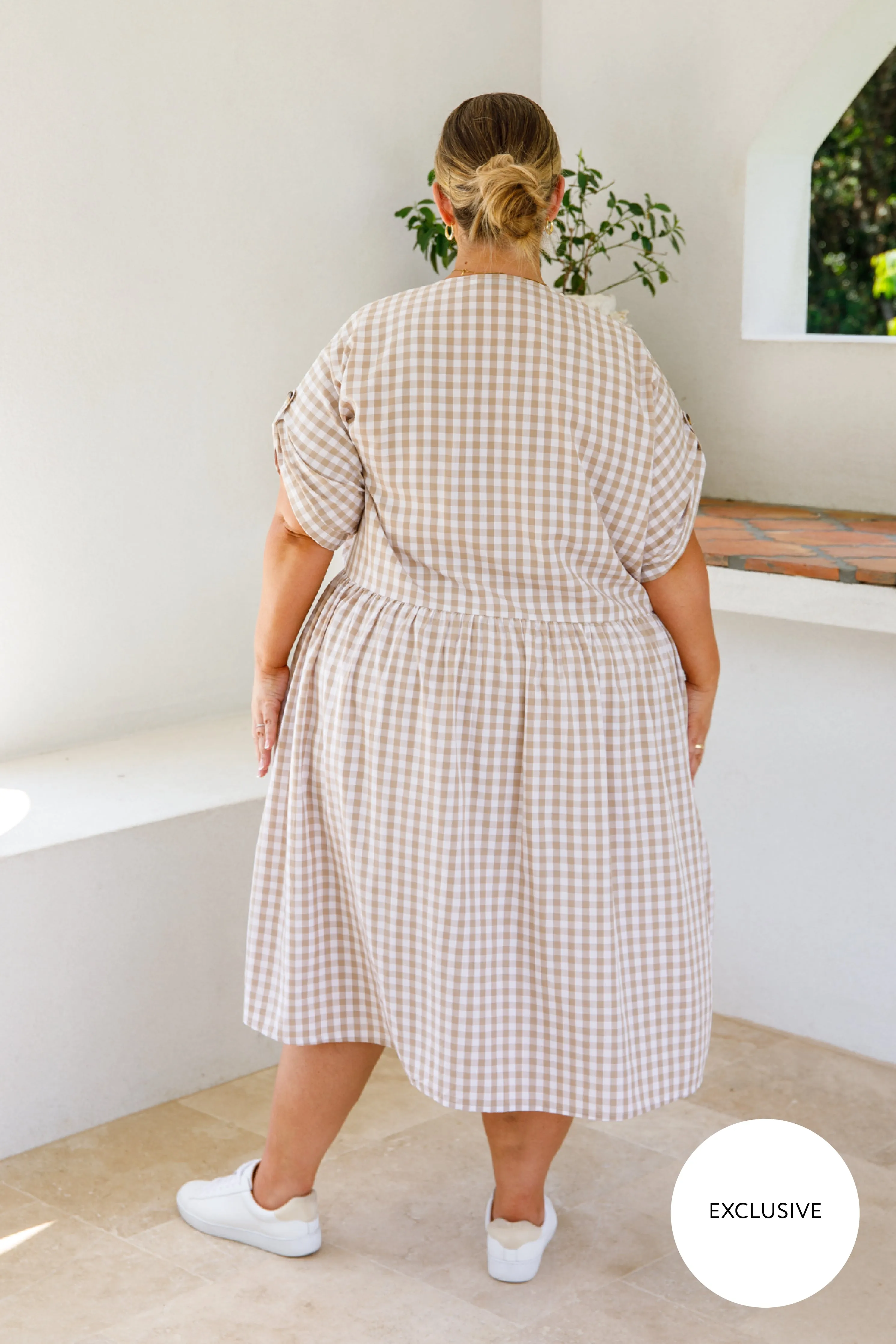 Dazzle Dress | Beige Gingham