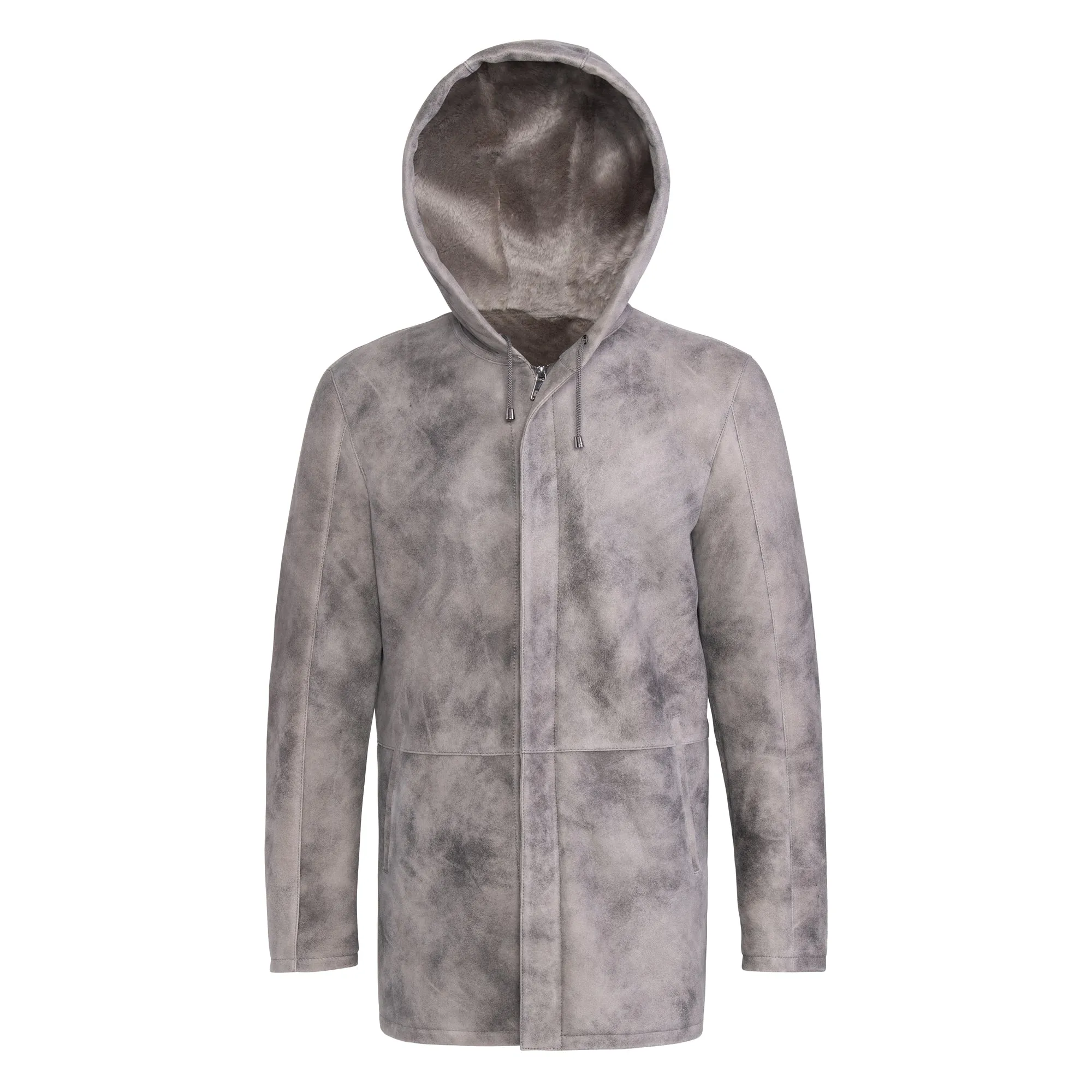 DERICK Men Hooded Shearling Jacket