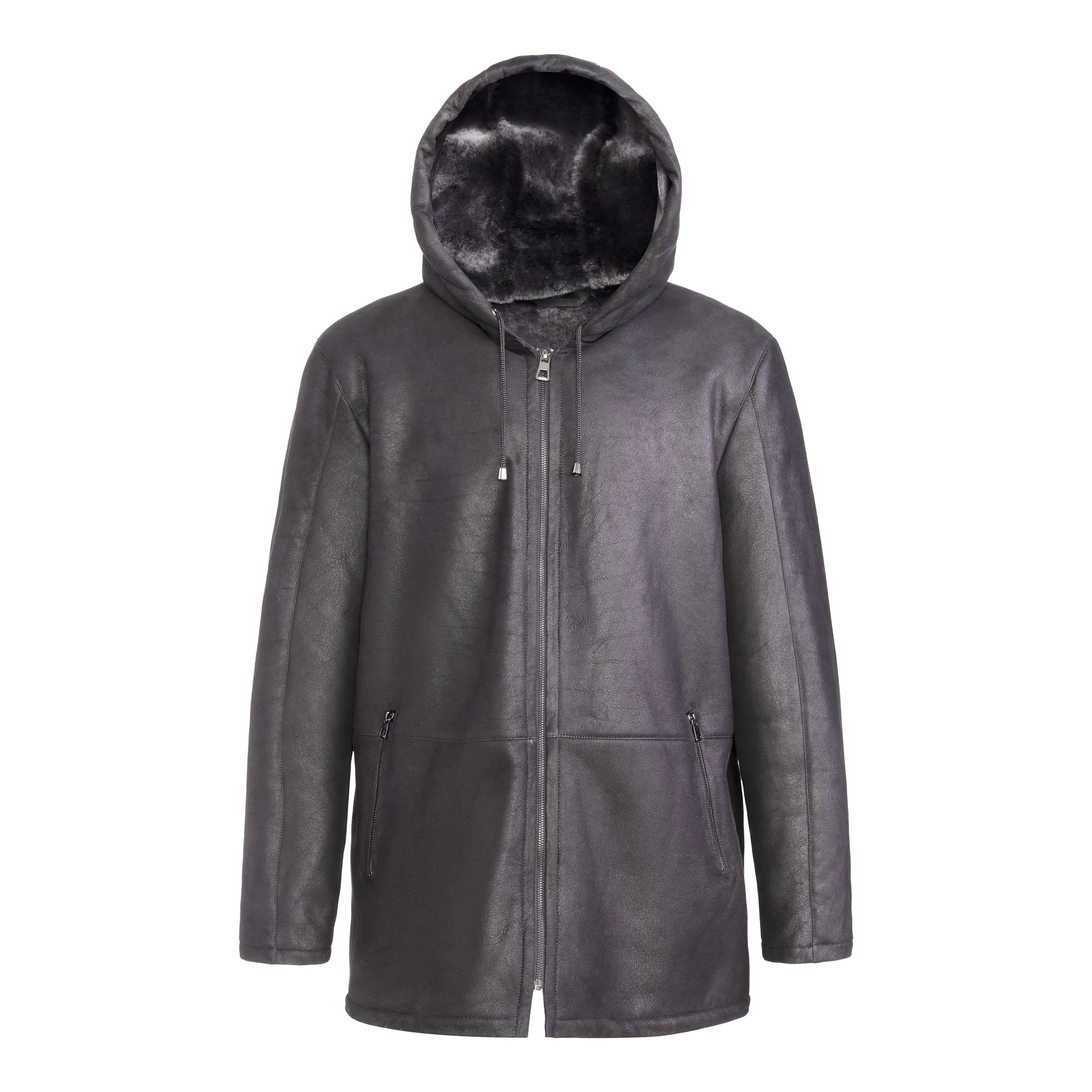 DERICK Men Hooded Shearling Jacket