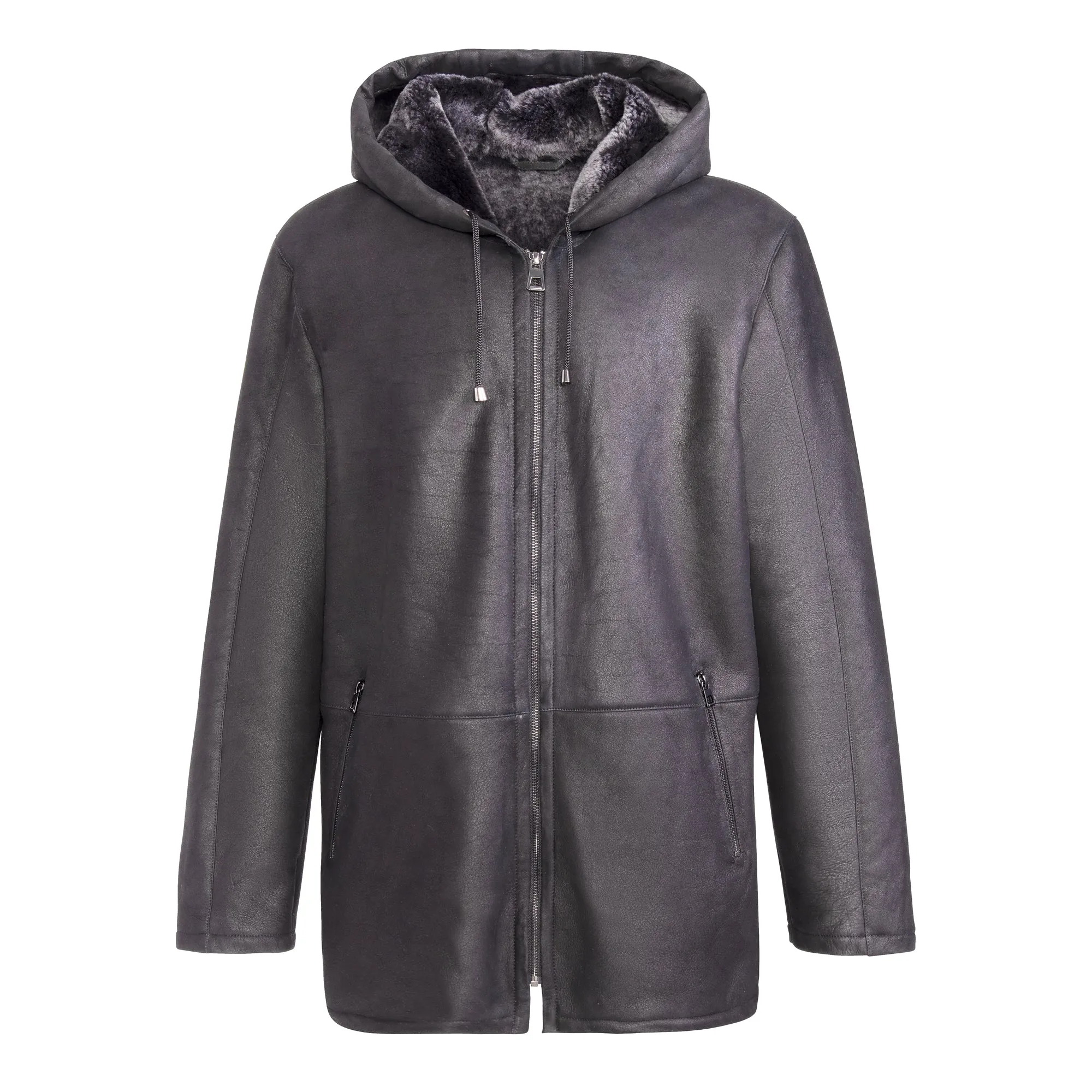 DERICK Men Hooded Shearling Jacket