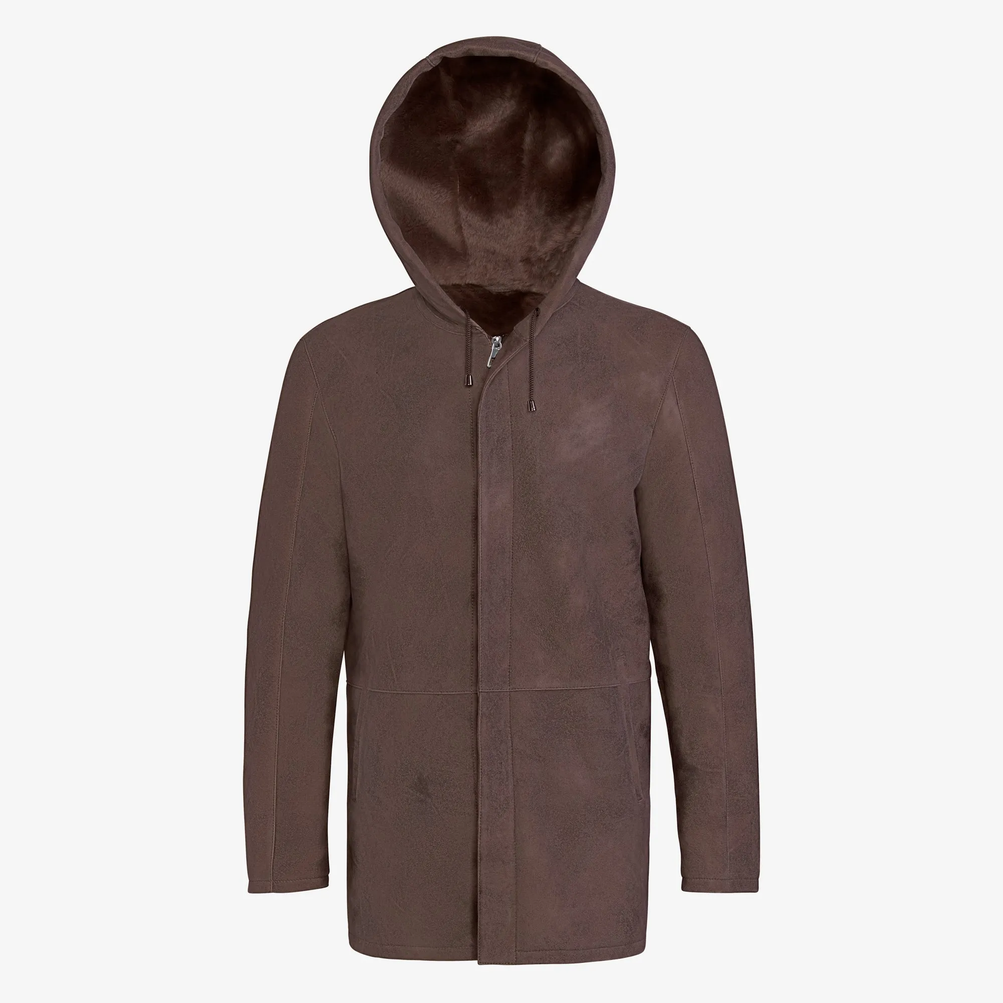DERICK Men Hooded Shearling Jacket