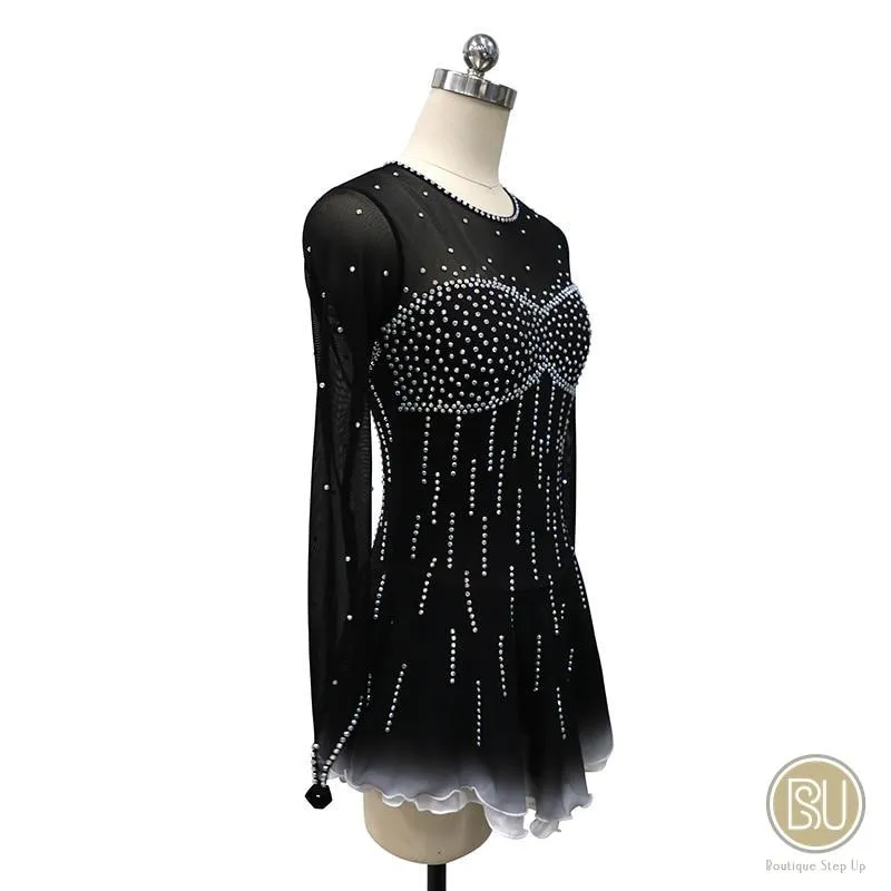 Figure Skating Dress Black White Ombre Available in 10   Color Set