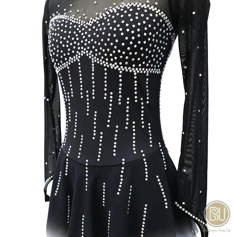 Figure Skating Dress Black White Ombre Available in 10   Color Set