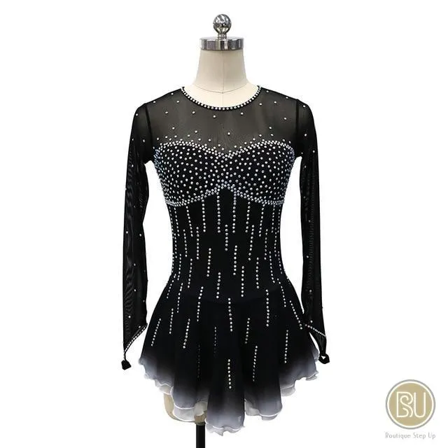 Figure Skating Dress Black White Ombre Available in 10   Color Set