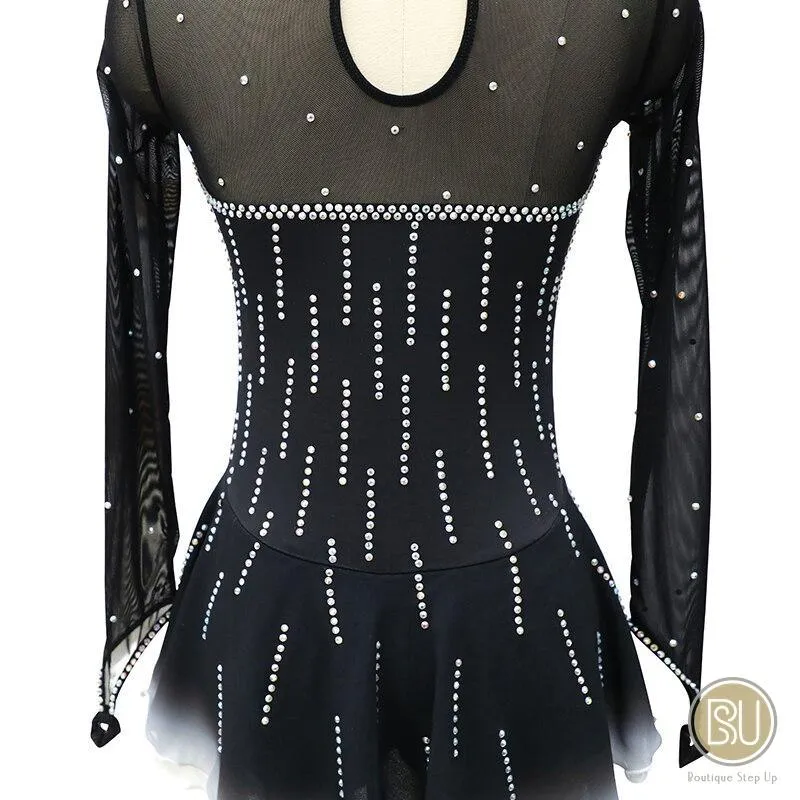 Figure Skating Dress Black White Ombre Available in 10   Color Set