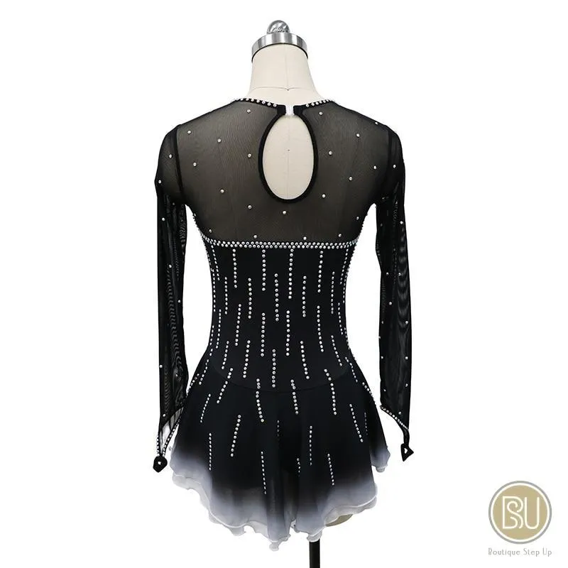 Figure Skating Dress Black White Ombre Available in 10   Color Set