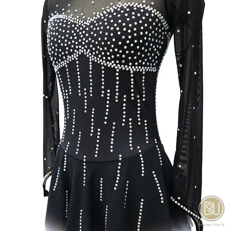 Figure Skating Dress Black White Ombre Available in 10   Color Set