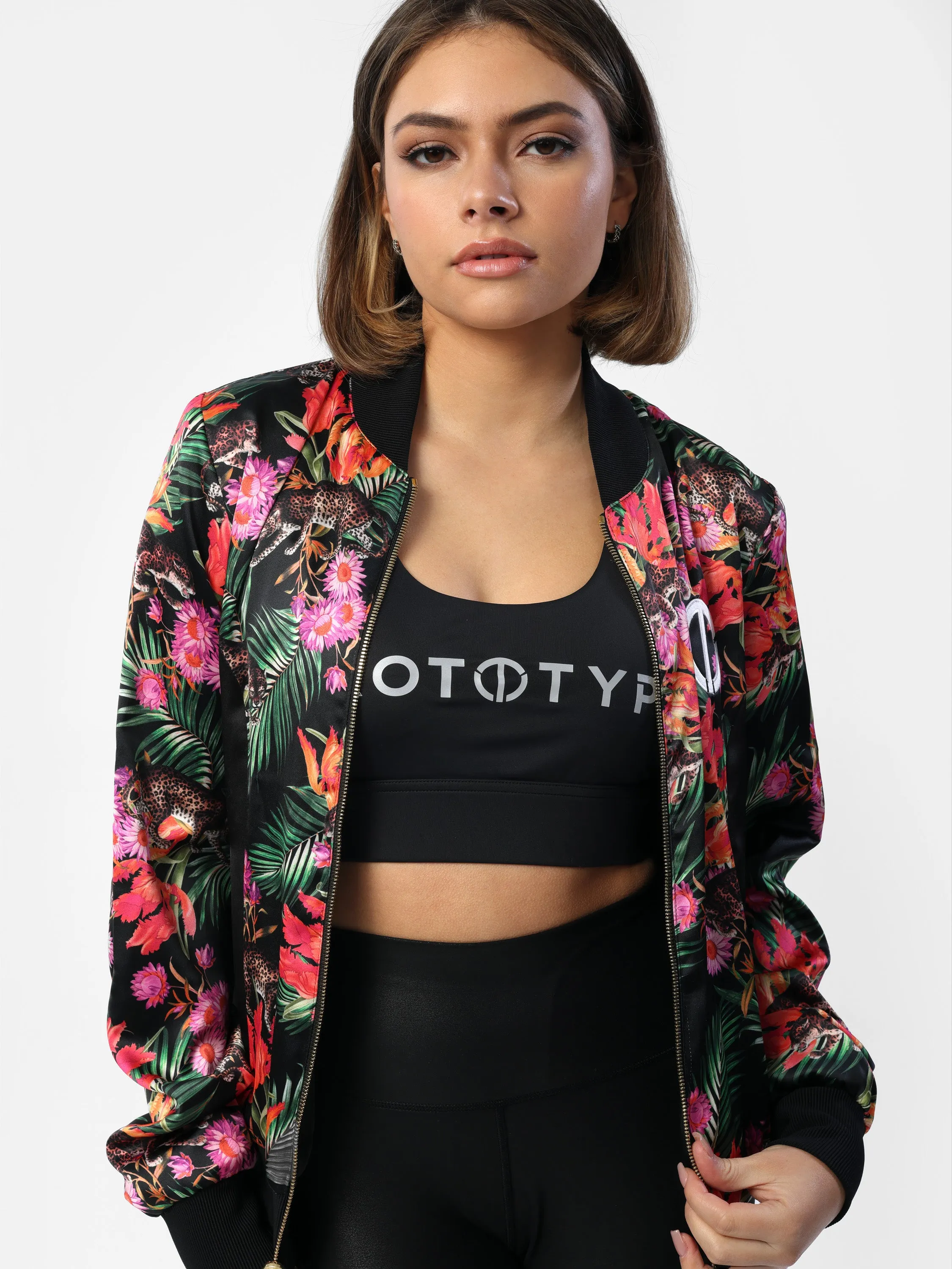 Floral Print Zip Up Jacket