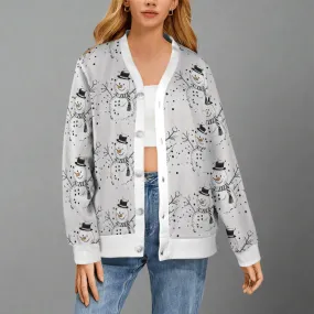 Frosty the Snowman Women's Cardigan Button Sweater Custom Women's Cardigan (Model H73)