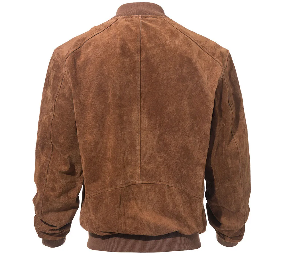 Jinquedai Men Classic Real Pigskin Coat Genuine Baseball Bomber Leather Jacket
