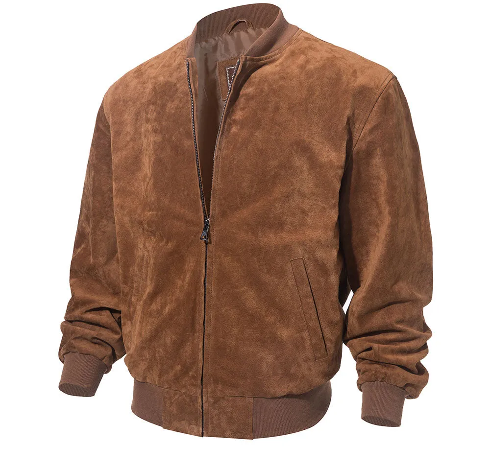 Jinquedai Men Classic Real Pigskin Coat Genuine Baseball Bomber Leather Jacket