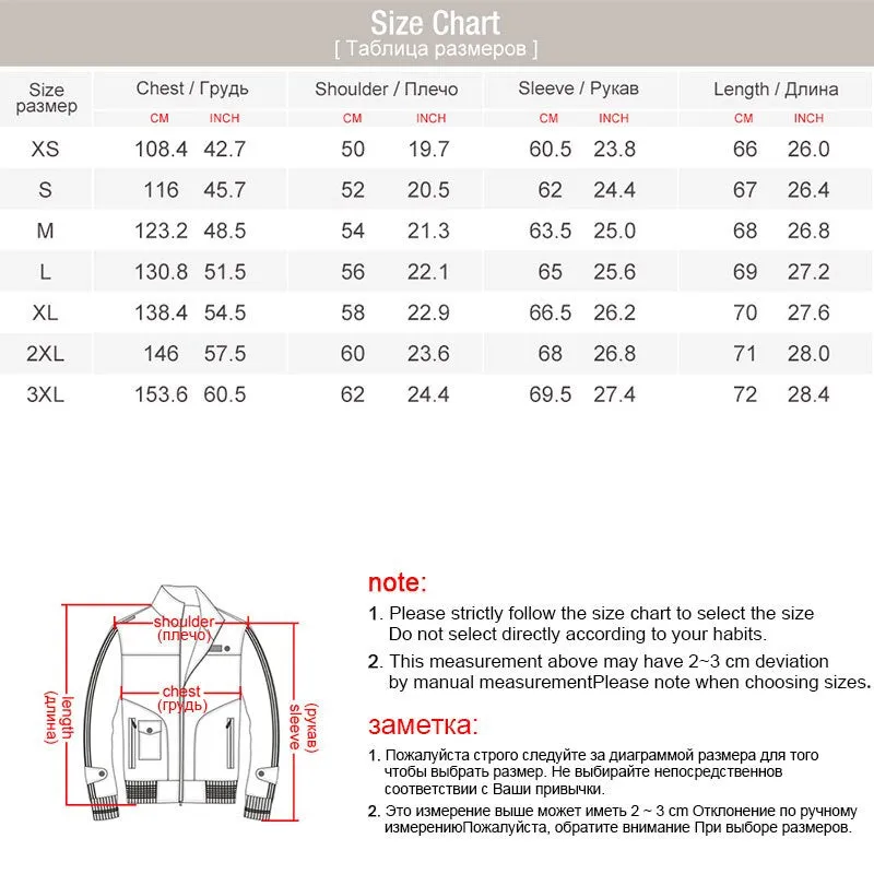 Jinquedai Men Classic Real Pigskin Coat Genuine Baseball Bomber Leather Jacket