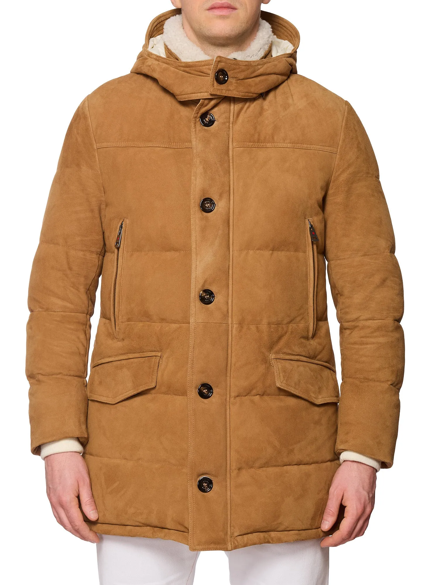 KITON KIRED "Po" Camel Color Down Padded Shearling Collar Parka EU 48 US S 2025