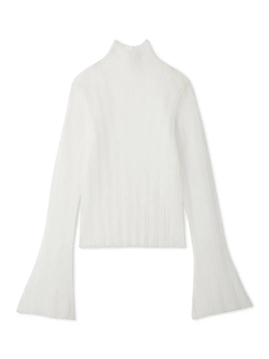 Layered Sheer Knit Mock Neck Blouse