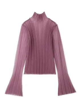 Layered Sheer Knit Mock Neck Blouse