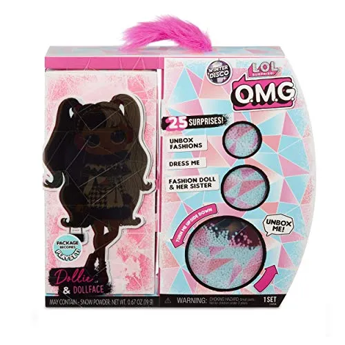 LOL Surprise OMG Winter Disco Series With Exclusive Dollie Fashion Doll And 25 Surprises Including Her Little Sister Dollface, Fashions, Shoes, Purse, Fur Shawl, Ear Muffs And More | Kids Ages 6-10