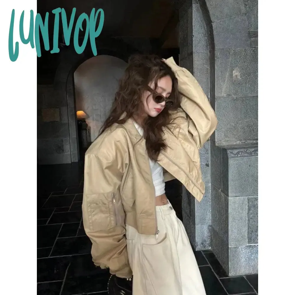 Lunivop bomber jacket American Retro Pilot Jacket Baseball Jacket Women's Spring and Autumn 2024 New Loose Casual Short Top