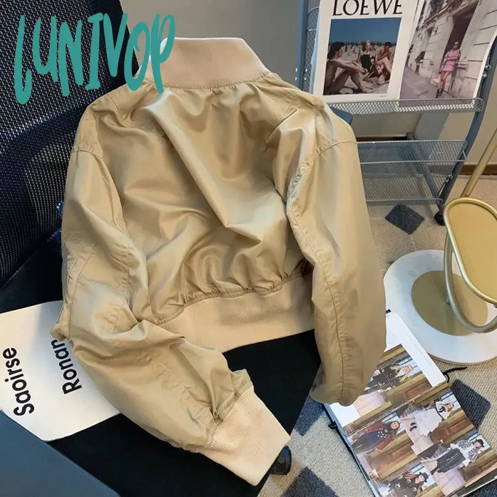 Lunivop bomber jacket American Retro Pilot Jacket Baseball Jacket Women's Spring and Autumn 2024 New Loose Casual Short Top