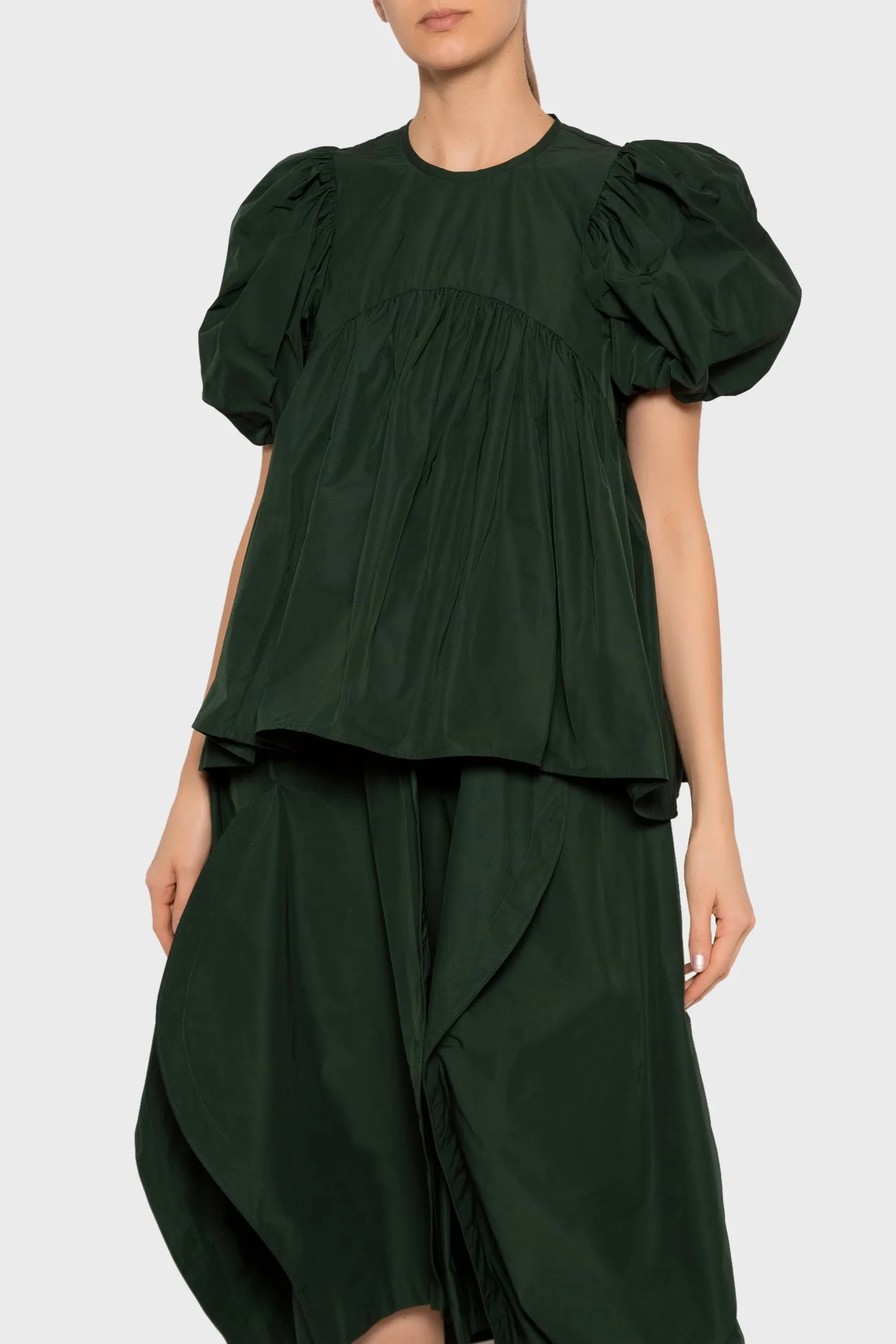 Memory Twill Puff Sleeve Blouse