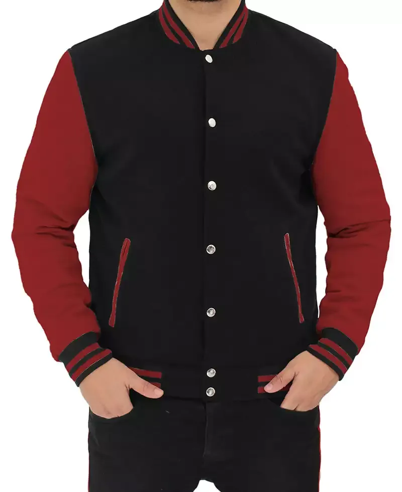 Men Black and Yellow Baseball Bomber Jacket