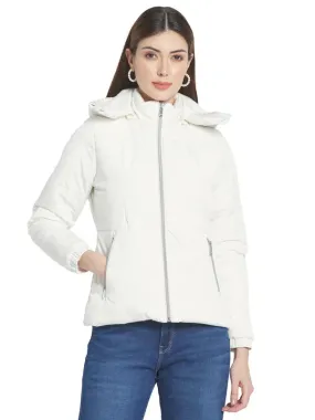 Mettle Women White Hooded Parka Jacket