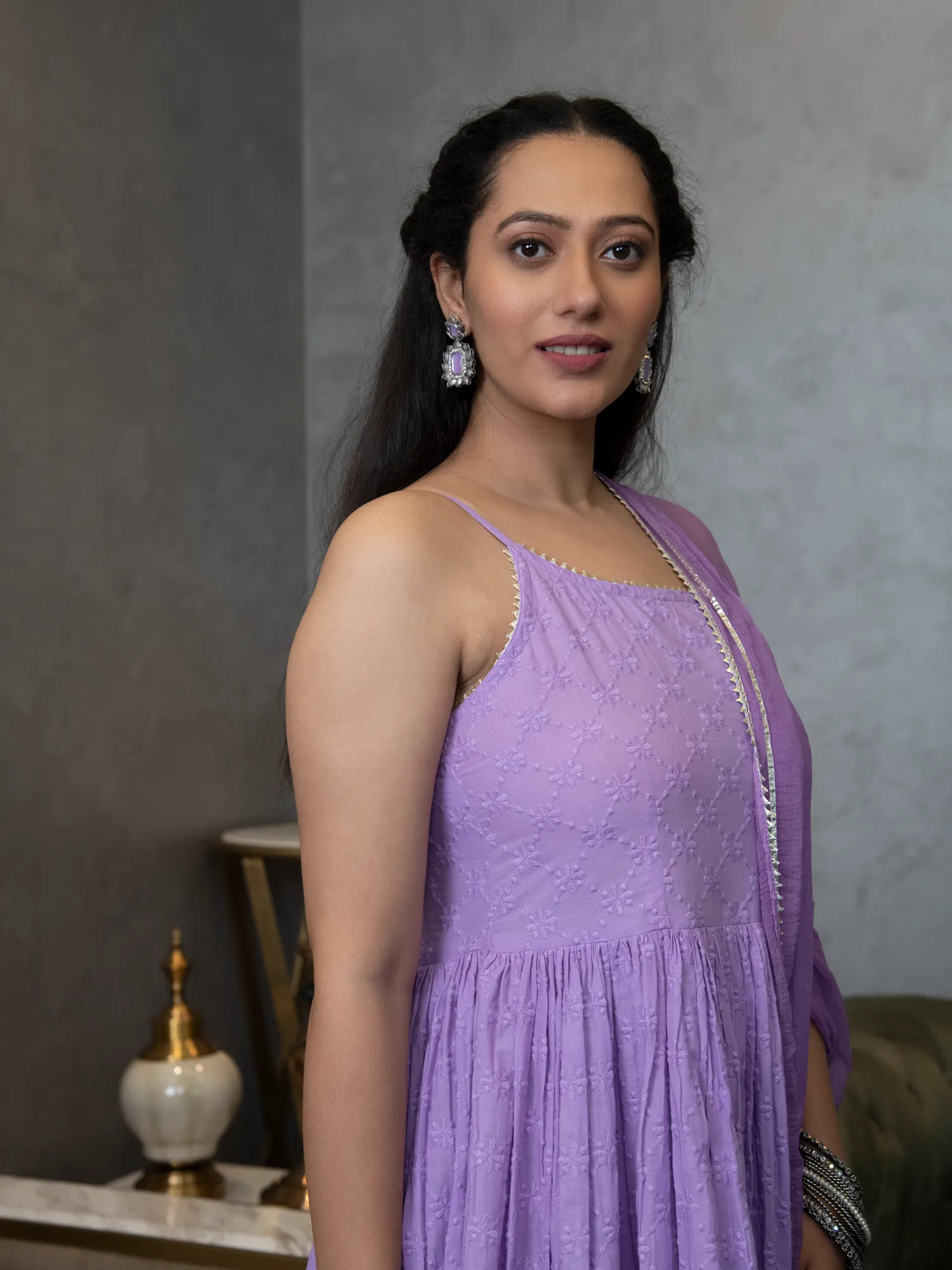 MULMUL AAROHI SCHIFFLI KURTA-PANTS & DUPATTA SET