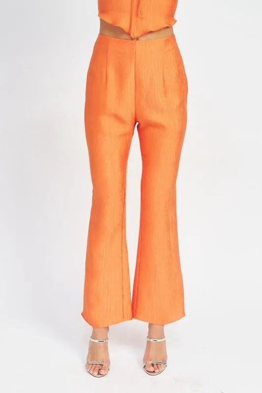 Orange Flare High Rise Pants