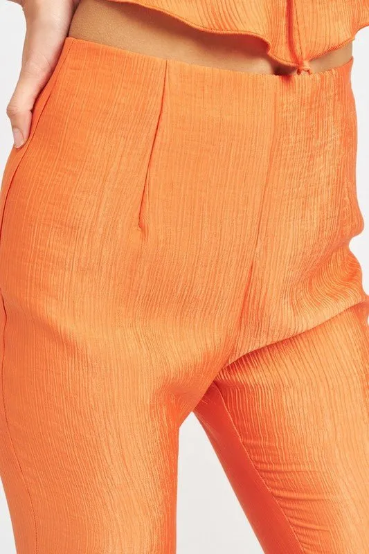 Orange Flare High Rise Pants