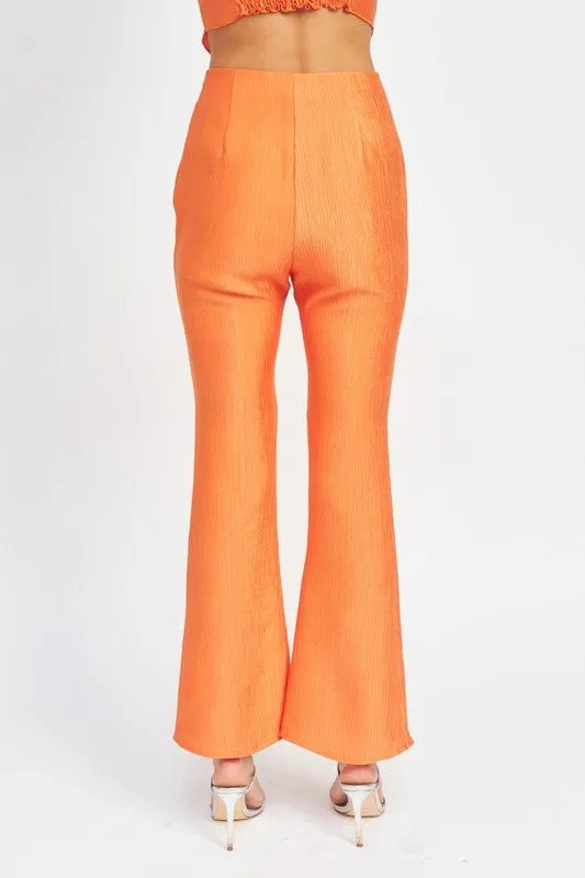 Orange Flare High Rise Pants